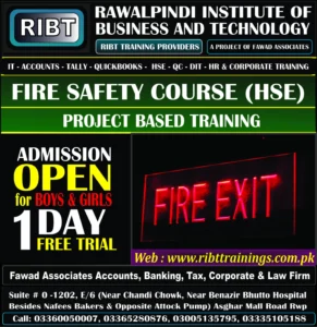 First Aid Course, Safety Manager Course, Fire Safety, HSE Course, Short Courses, Digital Marketing Course, MS Office Course, Graphics Designing, Short Courses, IT Courses at RIBT - Rawalpindi Institute of Business & Technology - Chandni Chowk, Asghar Mall Road Rawalpindi 03360050007