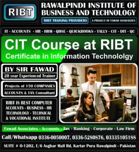 Computer Shorts Courses, MS Office Course, Graphics Designing, Short Courses, IT Courses at RIBT - Rawalpindi Institute of Business & Technology - Chandni Chowk, Asghar Mall Road Rawalpindi 03360050007