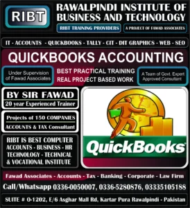 QuickBooks Course, Tally ERP/Tally Prime Course, Peachtree Course, Computer Courses, Business & Technology courses, Graphics Courses, Accounting Courses, QC, QA, Digital Marketing, SEO, HSE Courses at RIBT - Rawalpindi Institute of Business & Technology Chandni Chowk, Asghar Mall Road Rawalpindi 03360050007