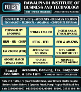 CSS Language Course, Python Programming Language Course, Amazon Course, HRM Course, Professional Courses, Computer Courses, IT Courses, Spoken English, Computer Courses, Business & Technology Courses at RIBT - Rawalpindi Institute of Business & Technology - Chandni Chowk, Asghar Mall Road Rawalpindi 03360050007