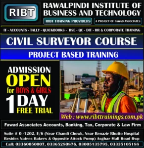 Civil Surveyor Course, AutoCAD Course Fire Safety, HSE Course, Short Courses, Digital Marketing Course, MS Office Course, Graphics Designing, Short Courses, IT Courses at RIBT - Rawalpindi Institute of Business & Technology - Chandni Chowk, Asghar Mall Road Rawalpindi 03360050007