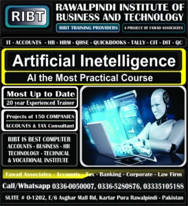 Artificial Intelligence AI Course, Computerized Accounting Course, QuickBooks Course, Tally Course, Accounts Handling Courses - Rawalpindi Institute of Business & Technology - Chandni Chowk, Asghar Mall Road Rawalpindi 03360050007