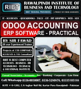 Accounting Services, Tax Services, Odoo Accounting Course, Peachtree Course, Taxation Course, Computerized Accounting Course, QuickBooks Course, Tally Course, Accounts Handling Courses - Rawalpindi Institute of Business & Technology - Chandni Chowk, Asghar Mall Road Rawalpindi 03360050007